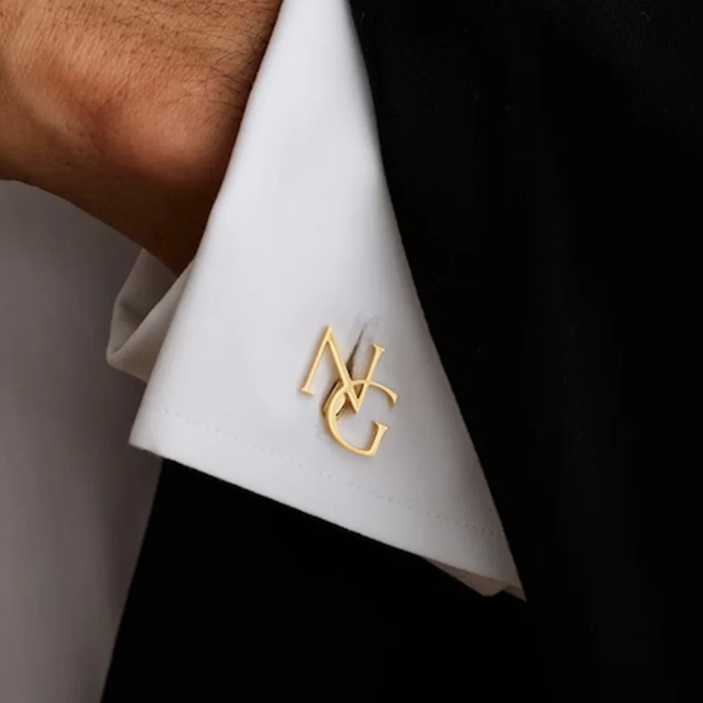 Tie Clip Silver - Spersonalizowane spinki do mankietów ślubnych pana